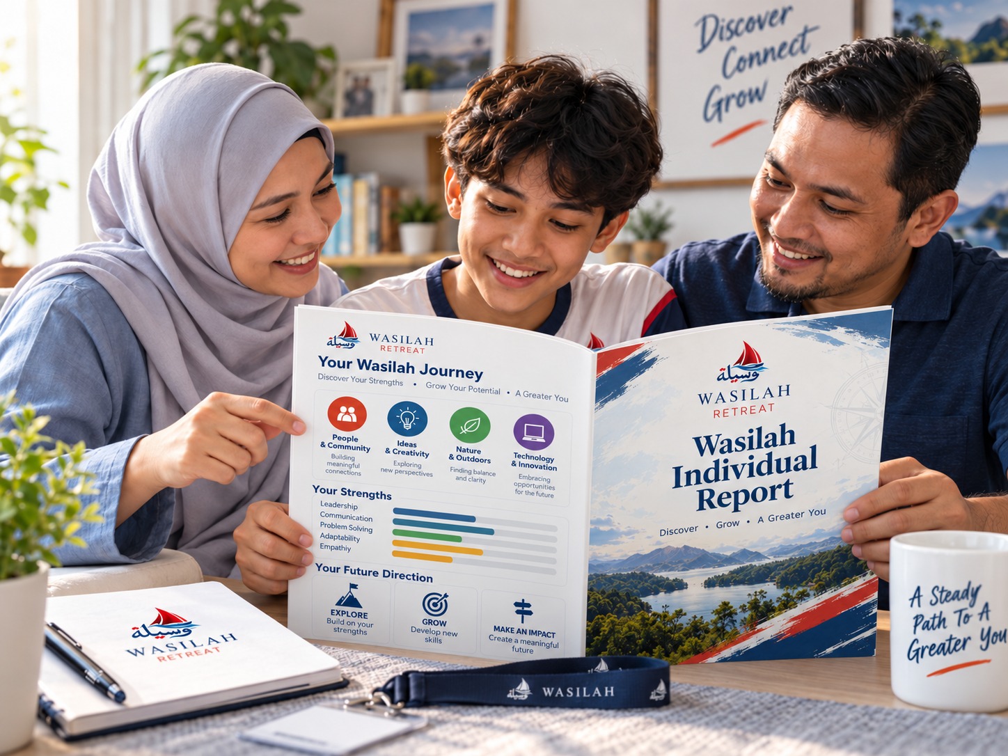 Parent and child reviewing Wasilah report